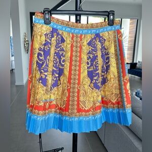 Colorful Baroque Print Pleated Skirt